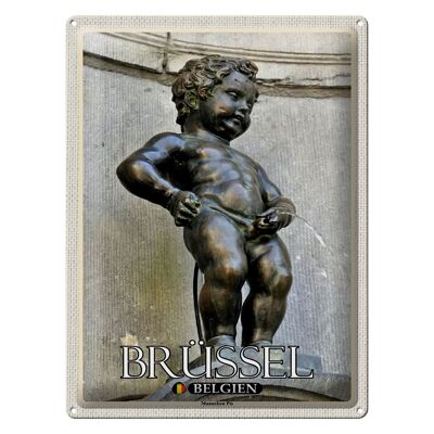 Cartel de chapa Travel 30x40cm Bruselas Bélgica Manneken Pis