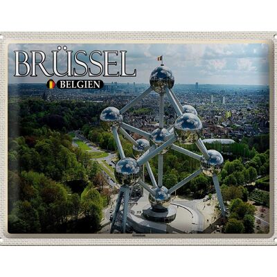 Blechschild Reise 40x30cm Brüssel Belgien Atomium Geschenk