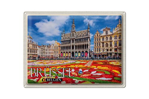 Blechschild Reise 40x30cm Brüssel Belgien Grand Place