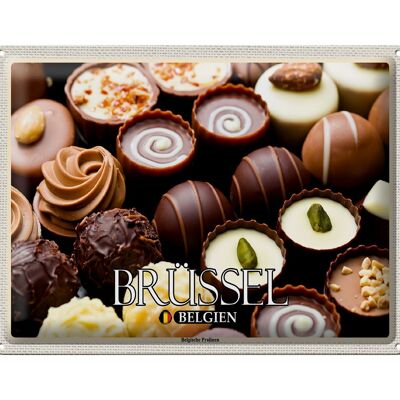 Plaque en tôle voyage 40x30cm Bruxelles Belgique Chocolats belges