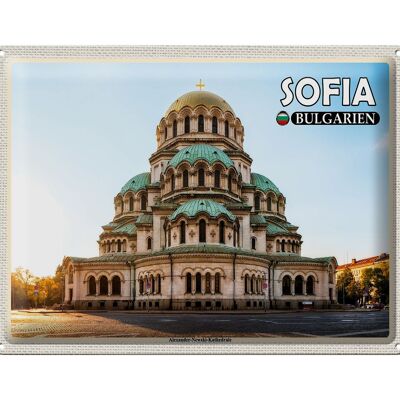 Plaque de voyage en étain, 40x30cm, Sofia, Bulgarie, Alexander Nevsky