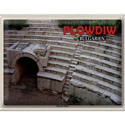 Blechschild Reise 40x30cm Plowdiw Bulgarien Römisches Stadion