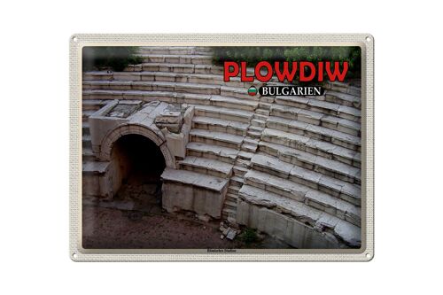 Blechschild Reise 40x30cm Plowdiw Bulgarien Römisches Stadion