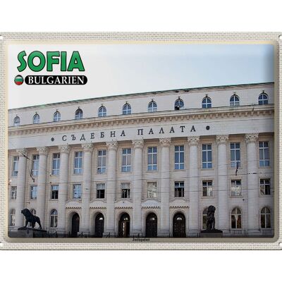 Panneau de voyage en étain, 40x30cm, palais de justice de Sofia, Bulgarie
