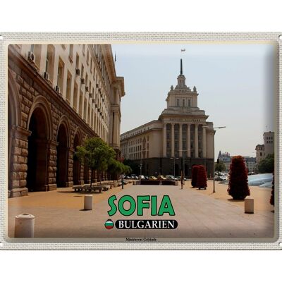 Panneau de voyage en étain, 40x30cm, Sofia, Bulgarie, bâtiment du Conseil des ministres