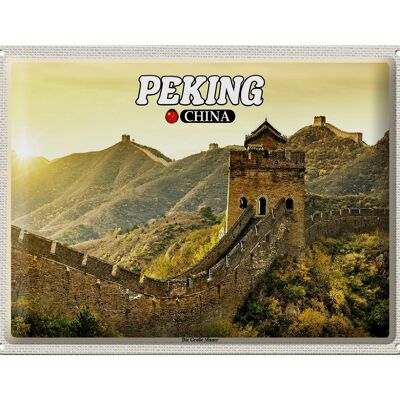 Targa in metallo da viaggio 40x30 cm Pechino Cina La Grande Muraglia