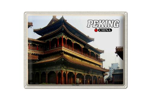 Blechschild Reise 40x30cm Peking China Lama Tempel Geschenk