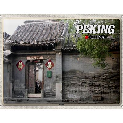 Targa in metallo da viaggio 40x30 cm, regalo Hutong di Pechino, Cina