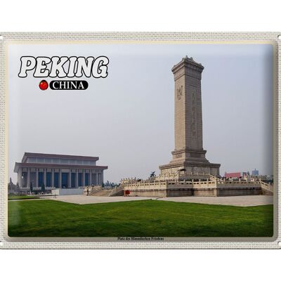 Targa in metallo da viaggio 40x30 cm Pechino Cina Piazza Tiananmen