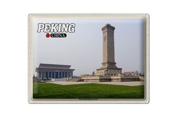 Plaque de voyage en étain, 40x30cm, Pékin, Chine, place Tiananmen 1