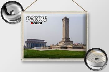 Plaque de voyage en étain, 40x30cm, Pékin, Chine, place Tiananmen 2
