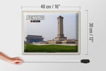 Plaque de voyage en étain, 40x30cm, Pékin, Chine, place Tiananmen 4