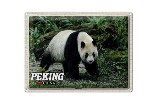 Blechschild Reise 40x30cm Peking China Panda Haus Geschenk