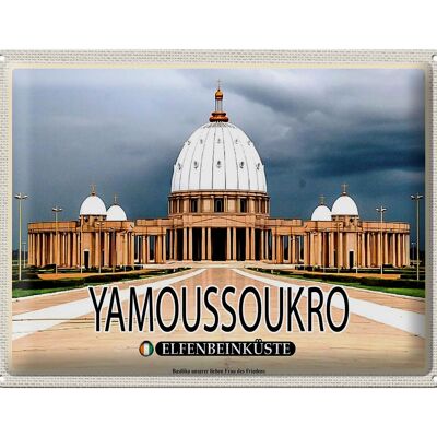 Targa in metallo da viaggio 40x30 cm Yamoussoukro Basilica della Costa d'Avorio