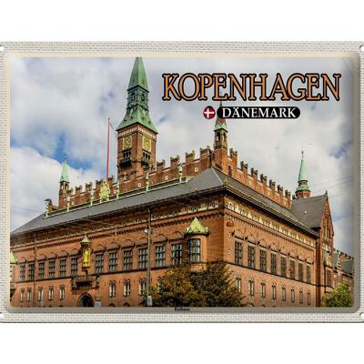 Metal sign travel 40x30cm Copenhagen Denmark town hall