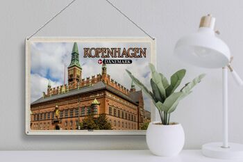 Panneau en étain voyage 40x30cm, hôtel de ville de Copenhague, danemark 3