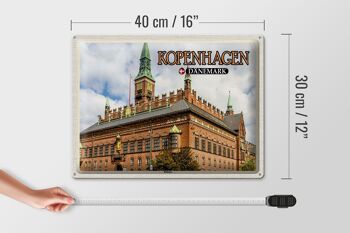 Panneau en étain voyage 40x30cm, hôtel de ville de Copenhague, danemark 4