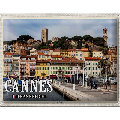 Cartel de chapa viaje 40x30cm Cannes Francia Barrio Le Suquet