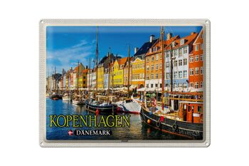 Panneau en étain voyage 40x30cm, Copenhague, danemark, bateaux de la vieille ville 1
