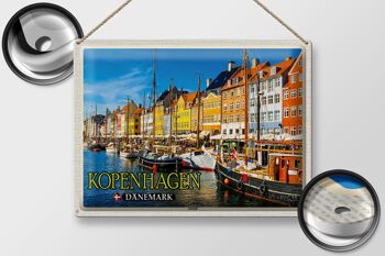 Panneau en étain voyage 40x30cm, Copenhague, danemark, bateaux de la vieille ville 2