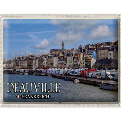 Blechschild Reise 40x30cm Deauville Frankreich Hafen Boote