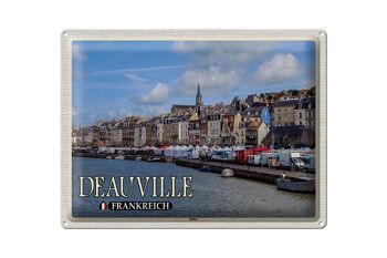 Plaque en tôle voyage 40x30cm, bateaux du port de Deauville, France 1