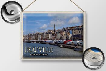 Plaque en tôle voyage 40x30cm, bateaux du port de Deauville, France 2