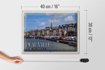Plaque en tôle voyage 40x30cm, bateaux du port de Deauville, France 4