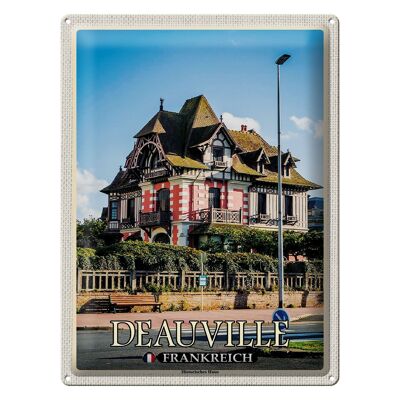 Cartel de chapa Travel 30x40cm Deauville Francia Casa histórica