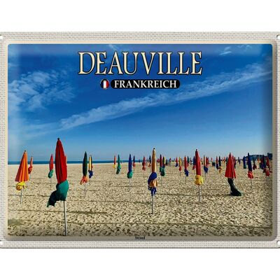 Blechschild Reise 40x30cm Deauville Frankreich Strand Meer Urlaub