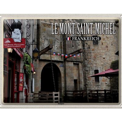 Cartel de chapa de viaje 40x30cm Le Mont-Saint-Michel Francia Puerta del Rey