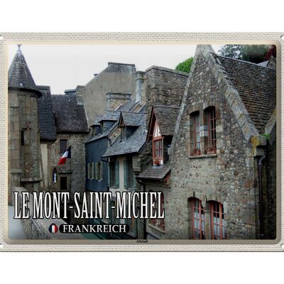 Cartel de chapa Viaje 40x30cm Le Mont-Saint-Michel Francia Casco antiguo
