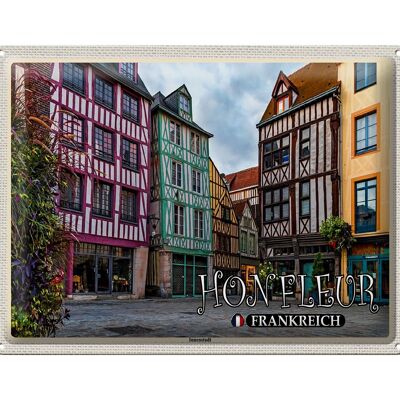 Cartel de chapa viaje 40x30cm Honfleur Francia centro ciudad