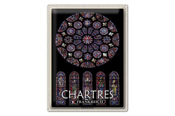Panneau en étain voyage 30x40cm, fenêtre de la cathédrale de Chartres, France 1