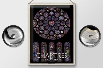 Panneau en étain voyage 30x40cm, fenêtre de la cathédrale de Chartres, France 2