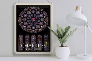 Panneau en étain voyage 30x40cm, fenêtre de la cathédrale de Chartres, France 3