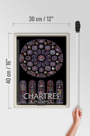 Panneau en étain voyage 30x40cm, fenêtre de la cathédrale de Chartres, France 4