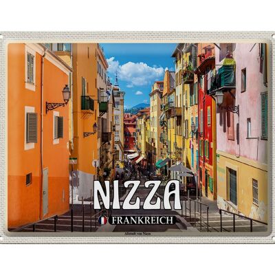 Cartel de chapa Travel 40x30cm Niza Francia Casco antiguo de Niza