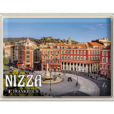 Cartel de chapa de viaje 40x30cm Niza Francia Place Masséna Main Square