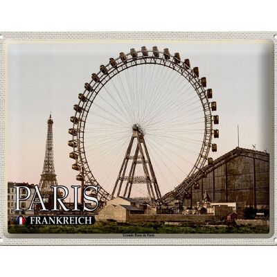 Targa in metallo da viaggio 40x30 cm Parigi Francia Grande Roue Ruota panoramica