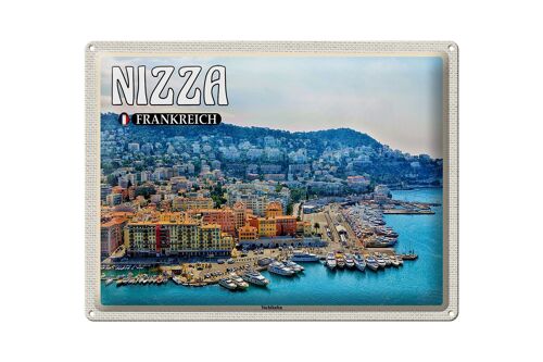 Blechschild Reise 40x30cm Nizza Frankreich Yachthafen