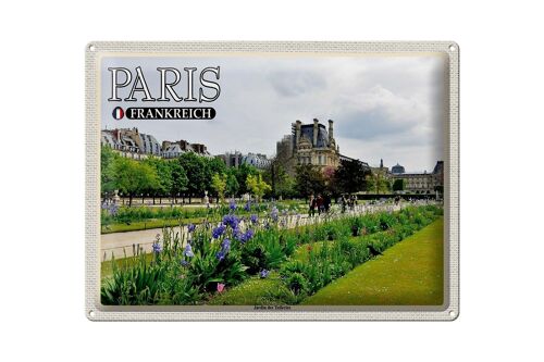 Blechschild Reise 40x30cm Paris Frankreich Jardin des Tuileries Park
