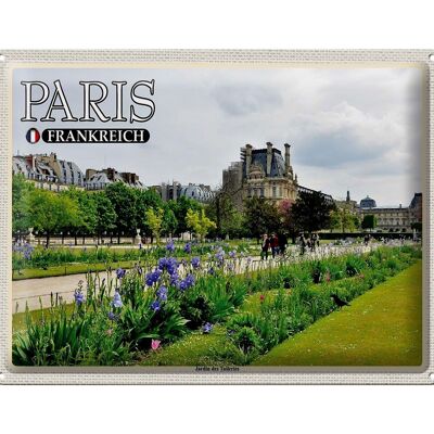 Cartel de chapa de viaje 40x30cm París Francia Parque Jardin des Tuileries