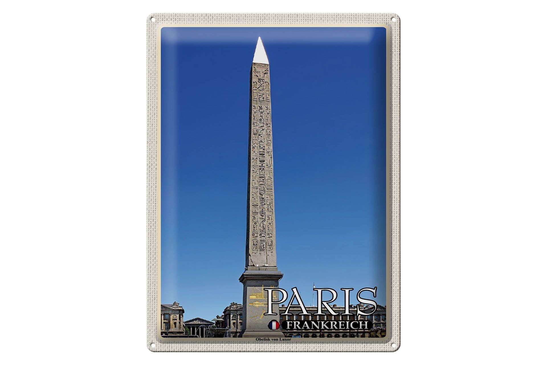 Targa in metallo da viaggio 30x40 cm Parigi Francia Obelisco di Luxor
