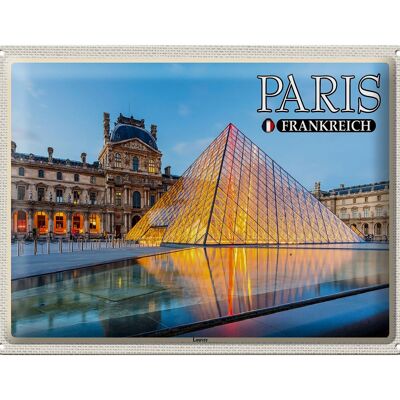 Blechschild Reise 40x30cm Paris Frankreich Louvre Museum