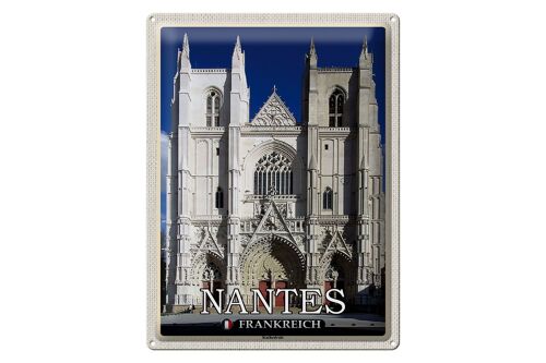 Blechschild Reise 30x40cm Nantes Frankreich Kathedrale
