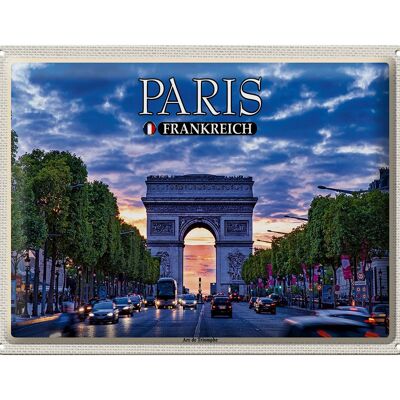 Blechschild Reise 40x30cm Paris Frankreich Arc de Triomphe