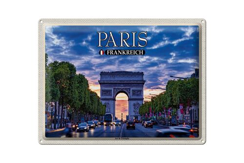 Blechschild Reise 40x30cm Paris Frankreich Arc de Triomphe