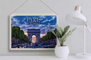Plaque en tôle voyage 40x30cm Paris France Arc de Triomphe 3
