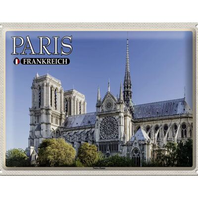 Blechschild Reise 40x30cm Paris Frankreich Notre-Dame Kathedrale